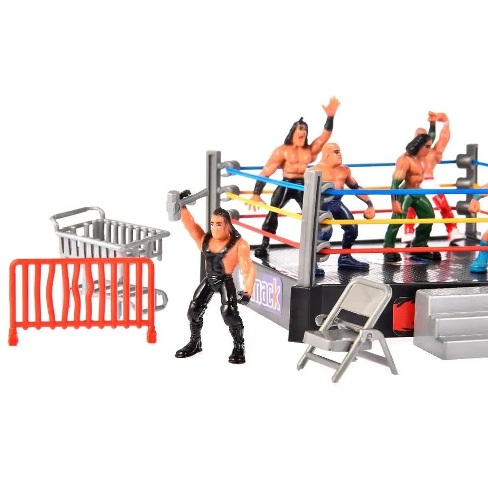 Professional Wrestling Playset Toys with Ring & Accessories - 12 Mini Figures for Boys & Girls Gifts